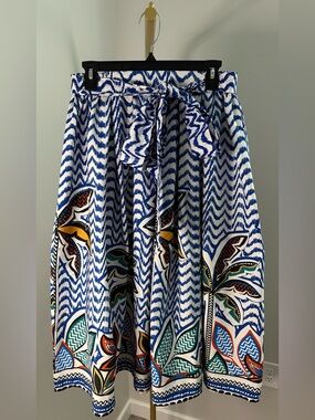 NWOT! Her Destiny Blue Patterned Tropical Print Midi Skirt - Brand